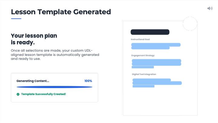 Generated lesson template screen with planning output
